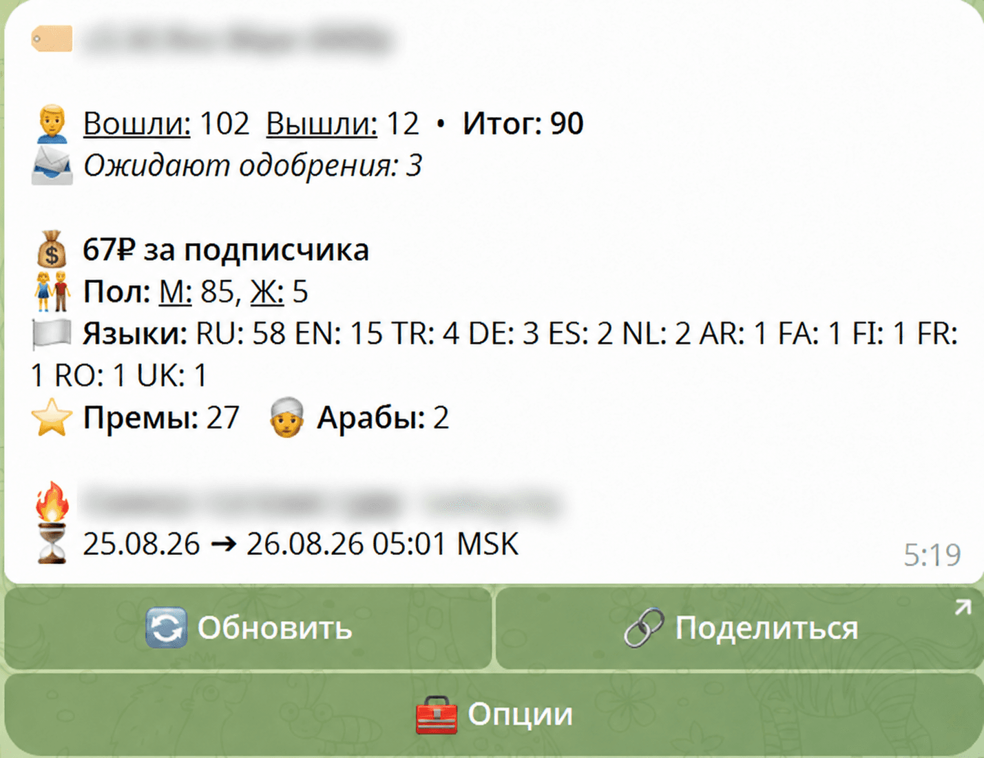 Status Link показывает число заявок на вступление, ожидающих одобрения администратора