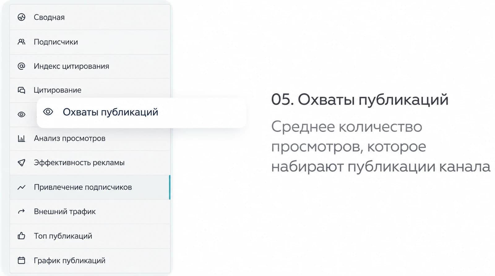 Где найти раздел Охваты публикаций в статистике TGStat