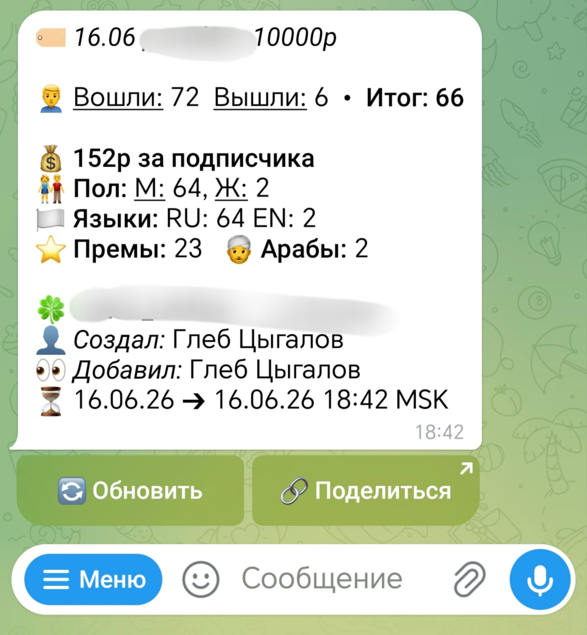 Статистика ссылки в Status Link